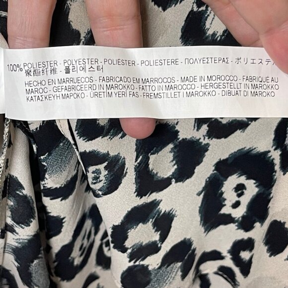 ZARA | Black & Gray Leopard Print Long Sleeve Layered Blouse | Size M - Picture 12 of 14